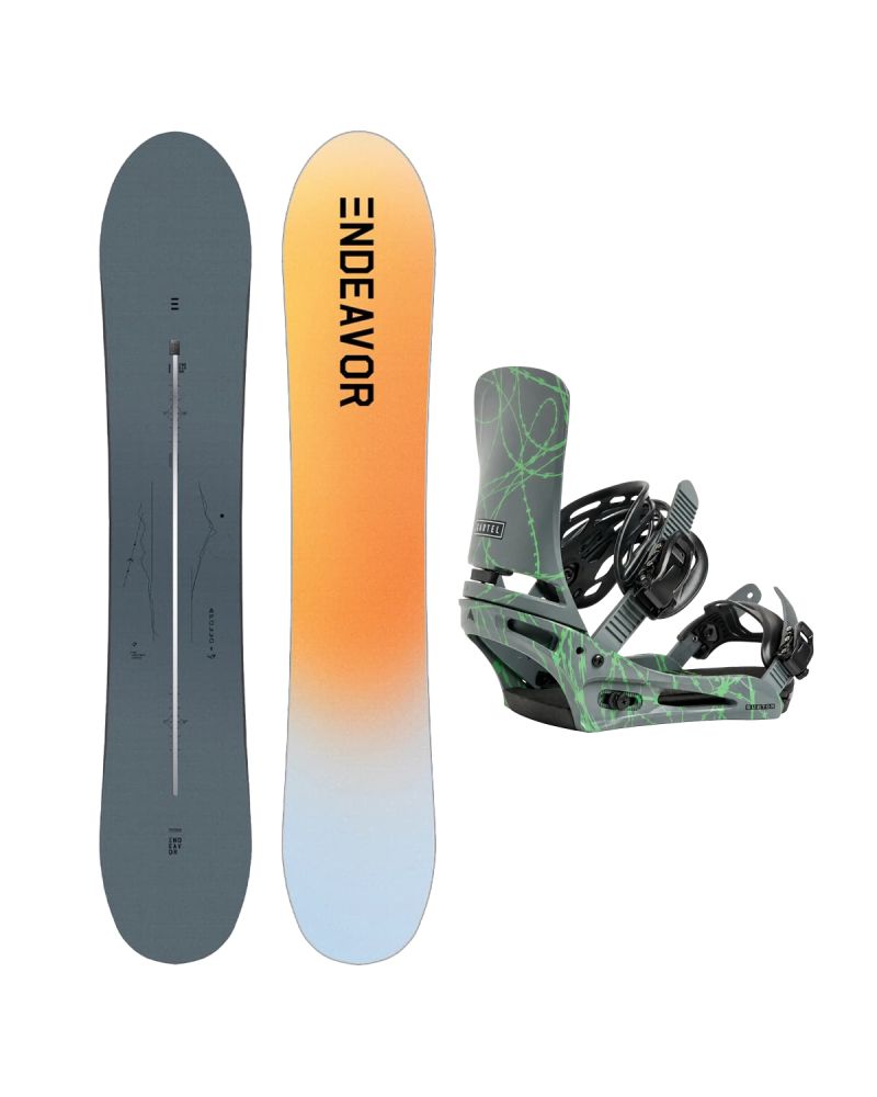 SET Placa Snowboard ENDEAVOR - Apollo Directors PRO 2025 + Legaturi Snowboard BURTON - Men's - CARTEL Gray/Green Voltage W27