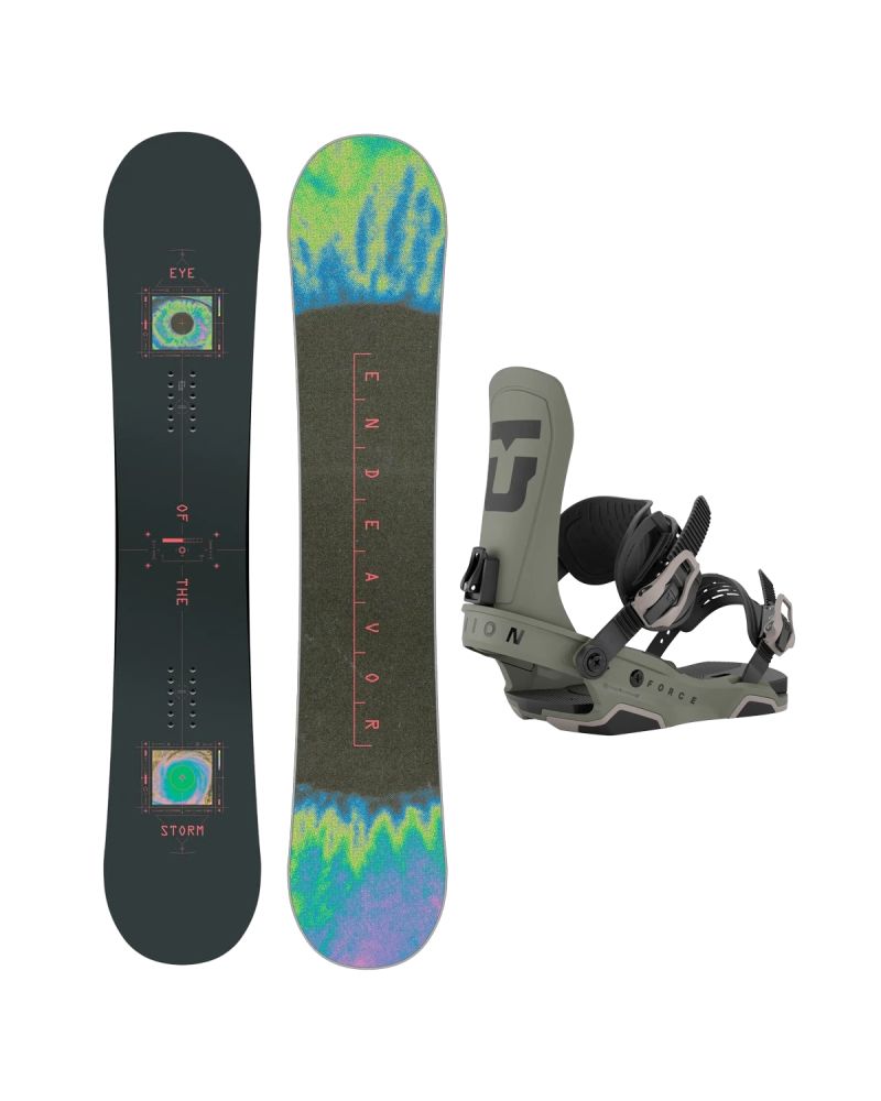 SET Placa Snowboard ENDEAVOR - BOD 2026 + Legaturi Snowboard UNION Men's 2027 FORCE TEAM Tactical Green