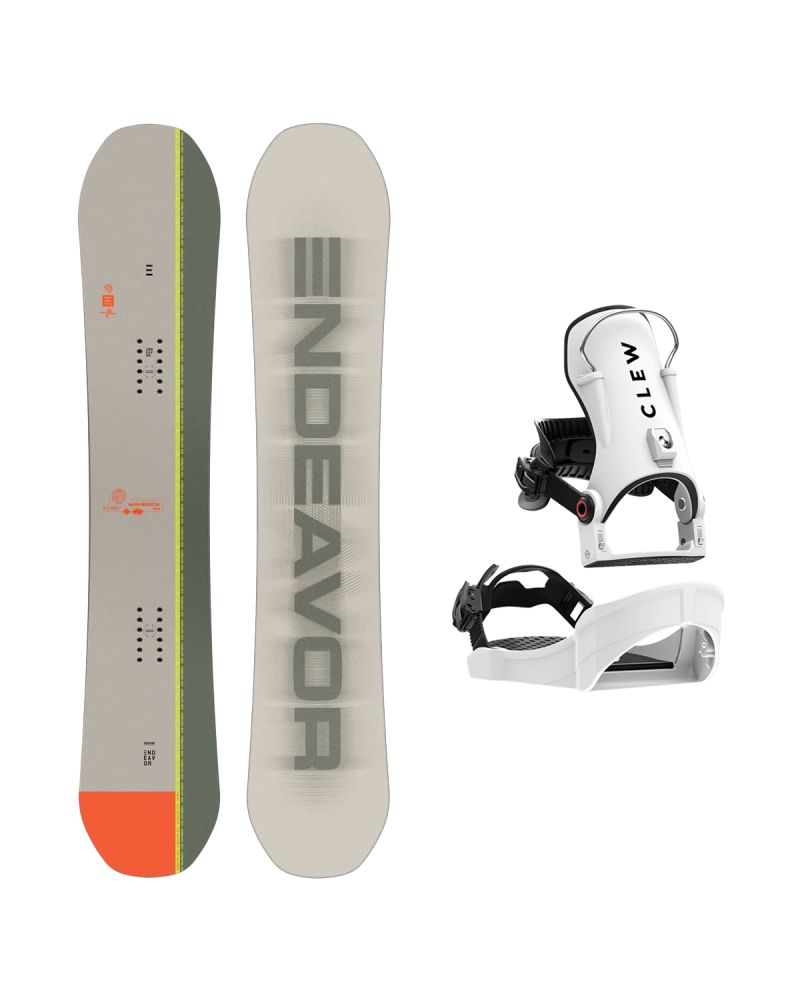 SET Placa Snowboard ENDEAVOR - Maverick QSL 159 2025 + Legaturi Snowboard CLEW Independence 1.0 2027 - White