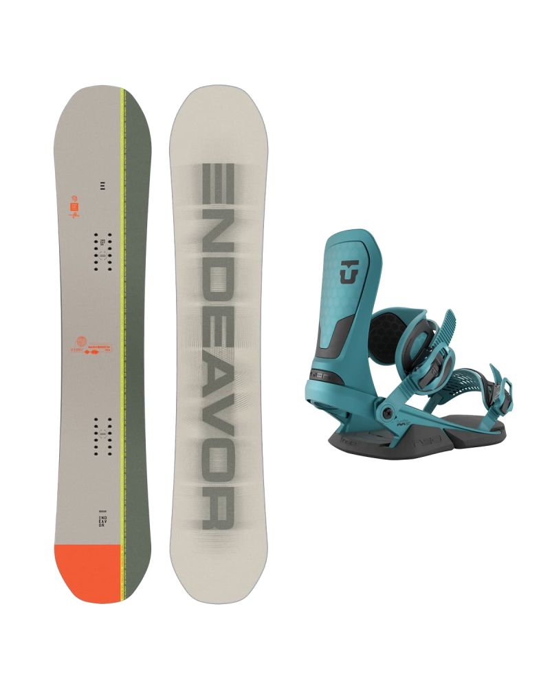 SET Placa Snowboard ENDEAVOR - Maverick QSL 159 2025 + Legaturi Snowboard UNION Unisex 2027 NEO Green