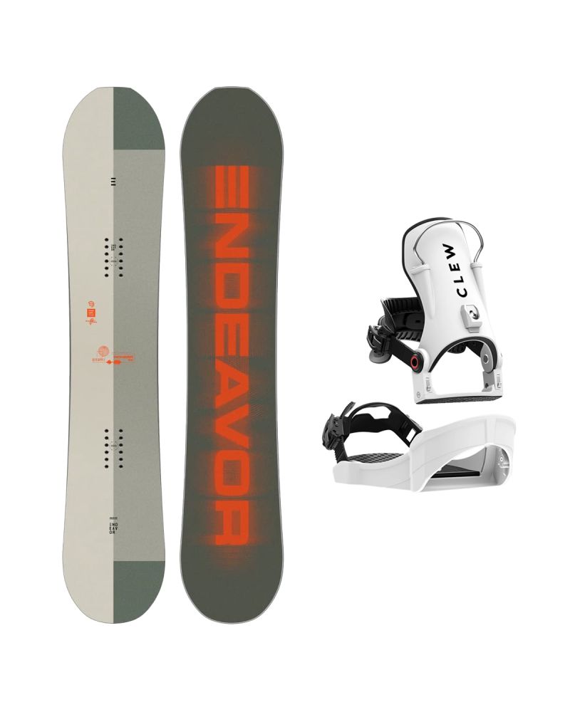 SET Placa Snowboard ENDEAVOR - Pioneer QSL 2025 + Legaturi Snowboard CLEW Independence 1.0 2027 - White