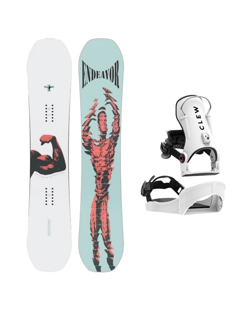 SET Placa Snowboard ENDEAVOR - Ranger 2026 + Legaturi Snowboard CLEW Independence 1.0 2027 - White