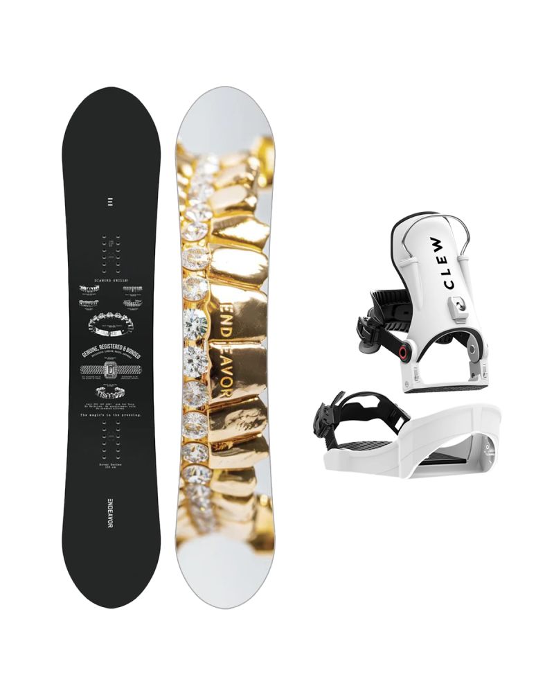 SET Placa Snowboard ENDEAVOR - Rover 2026 x Legaturi Snowboard CLEW Independence 1.0 2027 - White