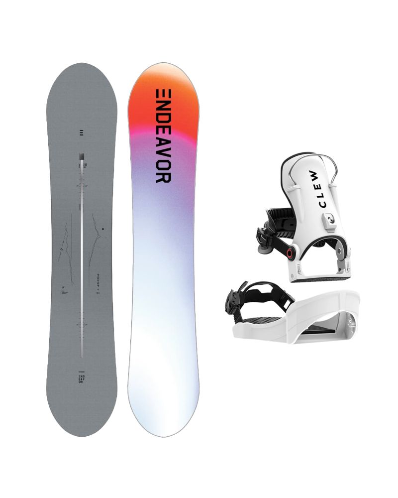 SET ENDEAVOR - Rover Directors PRO 2025 x Legaturi Snowboard CLEW Independence 1.0 2027 - White