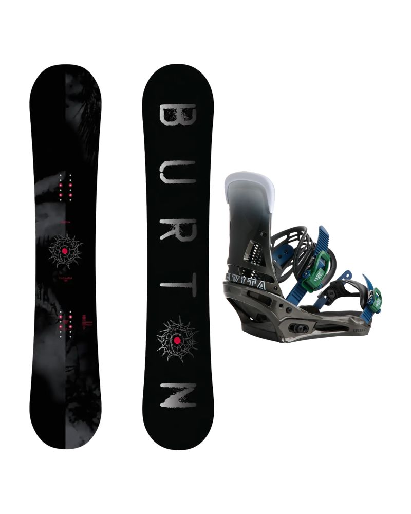 SET Placa Snowboard BURTON - CULTIVATOR Flat Top DARK MIST 2027 + Legaturi Snowboard BURTON - Men's - MALAVITA Black Fade W27