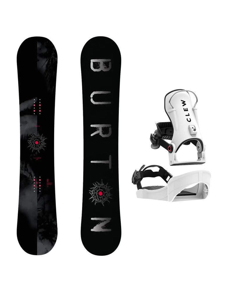 SET Placa Snowboard BURTON - CULTIVATOR Flat Top DARK MIST 2027 + Legaturi Snowboard CLEW Independence 1.0 2027 - White