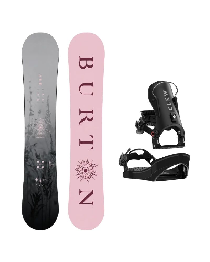 SET Placa Snowboard BURTON - CULTIVATOR Flat Top MIST 2027 + Legaturi Snowboard CLEW Independence 1.0 2027 - Black
