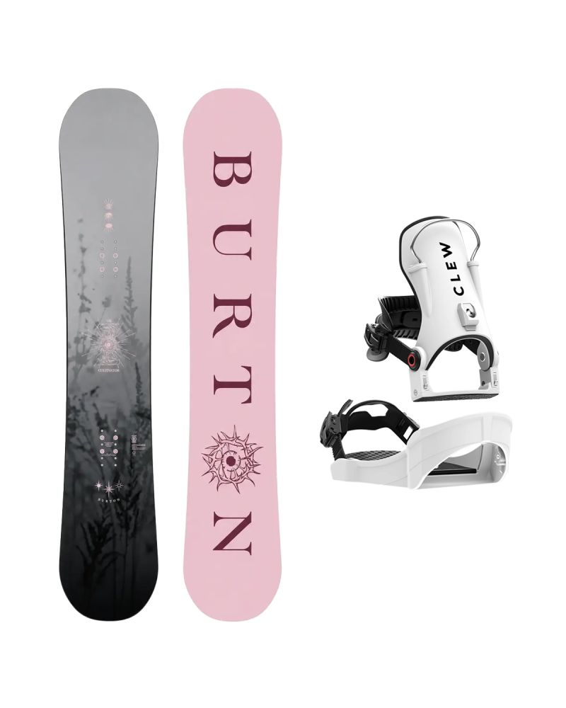 SET Placa Snowboard BURTON - CULTIVATOR Flat Top MIST 2027 + Legaturi Snowboard CLEW Independence 1.0 2027 - White