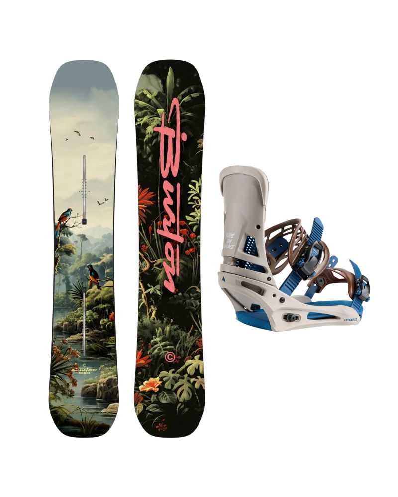 SET Placa Snowboard BURTON - Men's - CUSTOM Camber JUNGLE 2027 + Legaturi Snowboard BURTON - Men's - MALAVITA Warm Gray W27