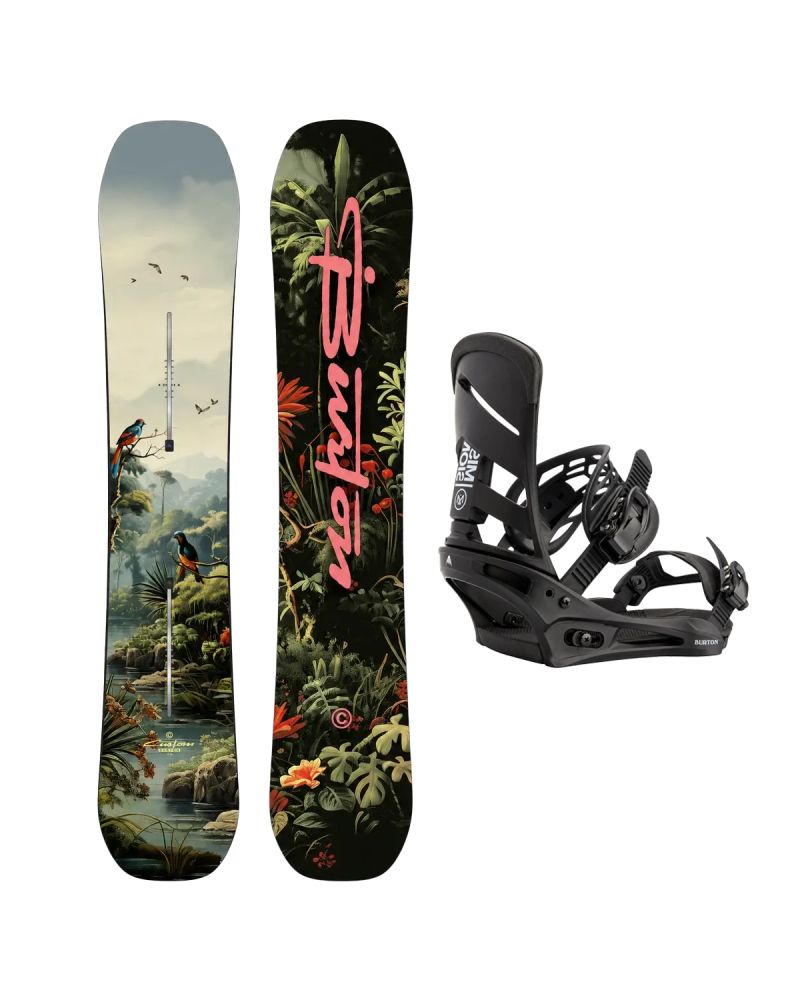 SET Placa Snowboard BURTON - Men's - CUSTOM Camber JUNGLE 2027 + Legaturi Snowboard BURTON - Men's - MISSION Black W27
