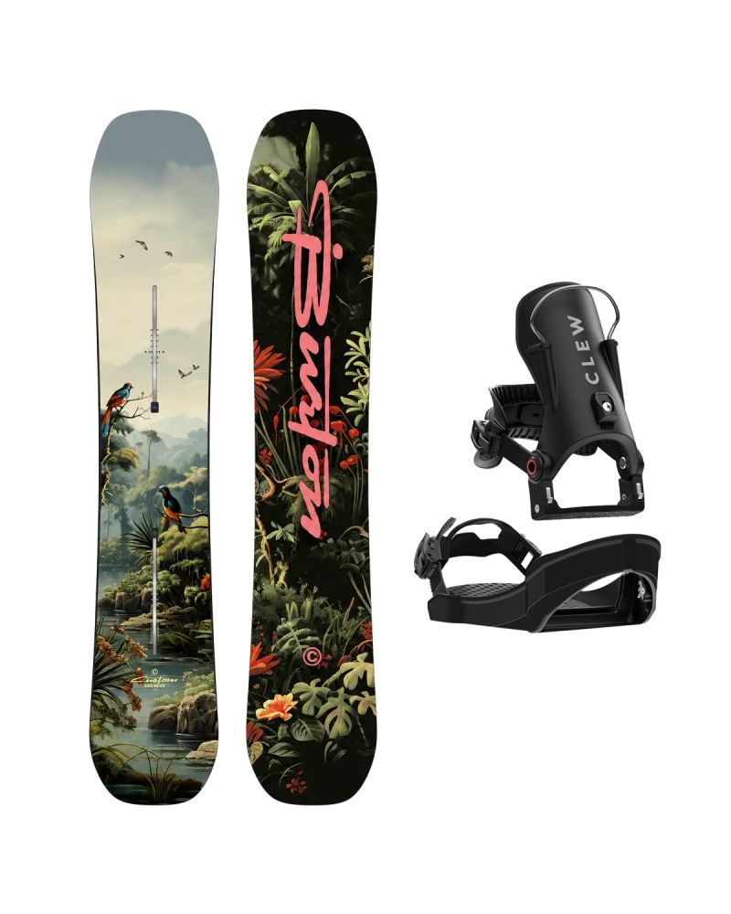 SET Placa Snowboard BURTON - Men's - CUSTOM Camber JUNGLE 2027 + Legaturi Snowboard CLEW Independence 1.0 2027 - Black