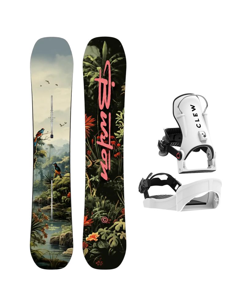 SET Placa Snowboard BURTON - Men's - CUSTOM Camber JUNGLE 2027 + Legaturi Snowboard CLEW Independence 1.0 2027 - White