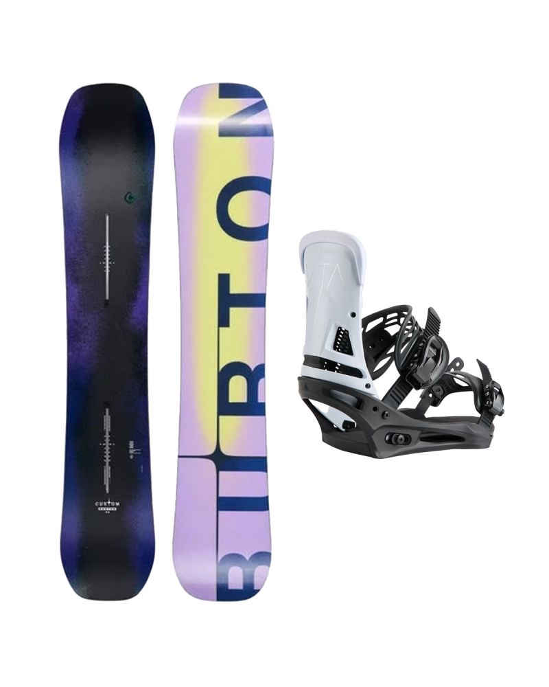 SET Placa Snowboard BURTON - Men's - CUSTOM Flying V FADED 2027 + Legaturi Snowboard BURTON - Men's - MALAVITA Black /White W27