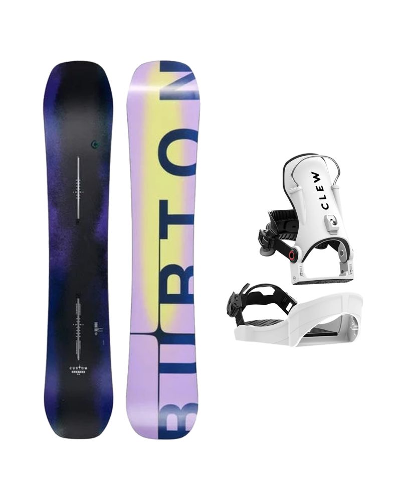SET Placa Snowboard BURTON - Men's - CUSTOM Flying V FADED 2027 + Legaturi Snowboard CLEW Independence 1.0 2027 - White