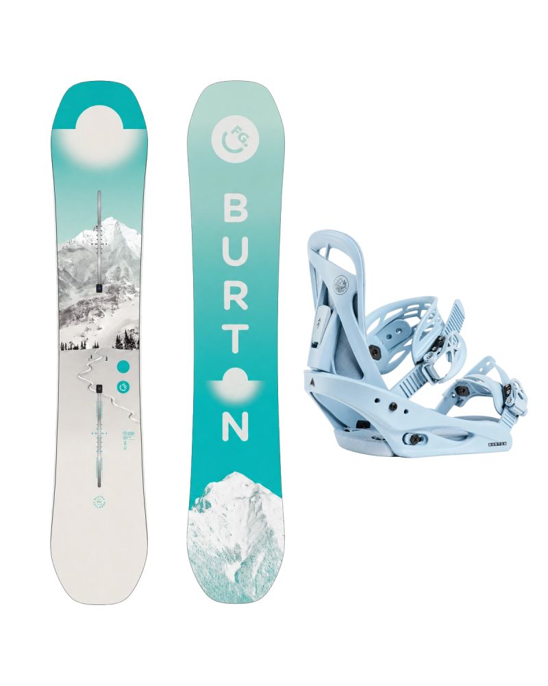 SET Placa Snowboard BURTON - Women's - FEELGOOD Flying V FIRST TRACKS 2027 - 146 + Legaturi Snowboard BURTON - Women's - CITIZEN Airstream Blue W27