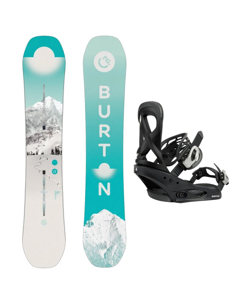 SET Placa Snowboard BURTON - Women's - FEELGOOD Flying V FIRST TRACKS 2027 - 146 + Legaturi Snowboard BURTON - Women's - SCRIBE Black W27