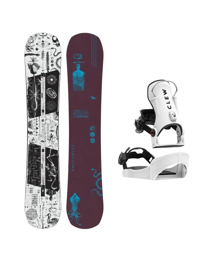 SET Placa Snowboard BURTON - REWIND PurePop Camber 2027 + Legaturi Snowboard Legaturi Snowboard CLEW Independence 1.0 2027 - White