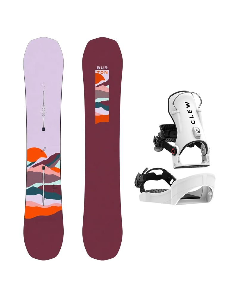 SET Placa Snowboard BURTON - SPELLBINDER PurePop Camber HORIZON 2027 + Legaturi Snowboard CLEW Independence 1.0 2027 - White