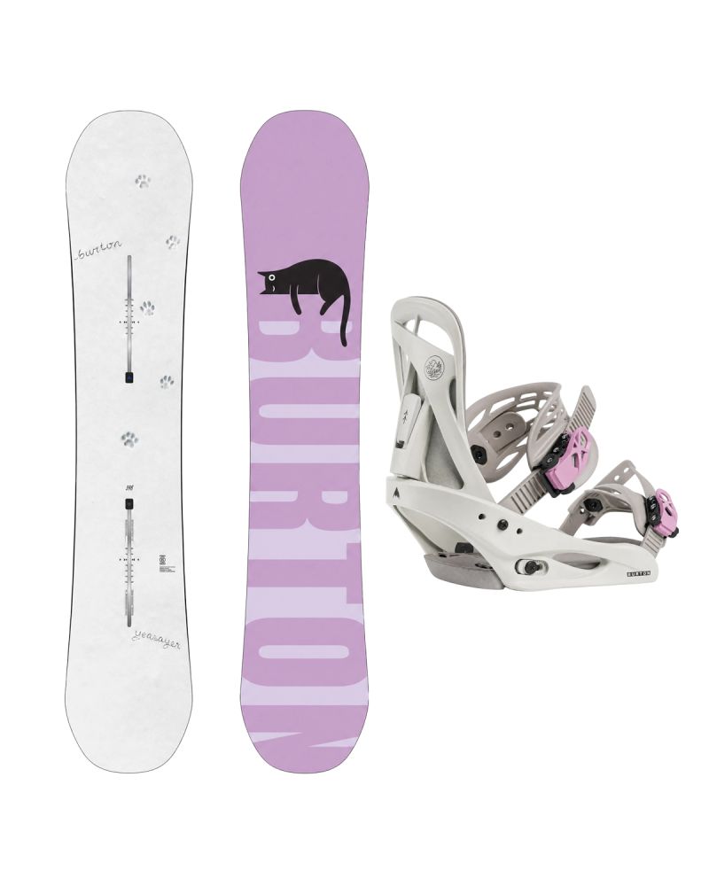 SET Placa Snowboard BURTON - Women's - YEASAYER Flying V PAWS 2027 + Legaturi Snowboard BURTON - Women's - CITIZEN Chinchilla Gray W27