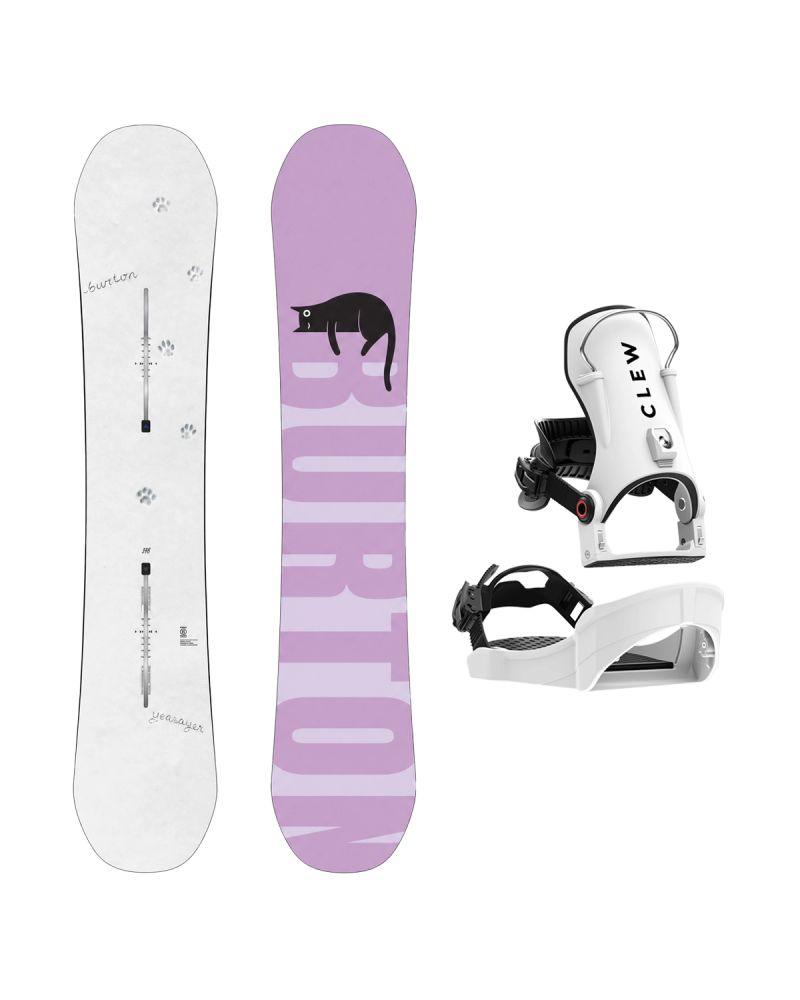 SET Placa Snowboard BURTON - Women's - YEASAYER Flying V PAWS 2027 + Legaturi Snowboard CLEW Independence 1.0 2027 - White