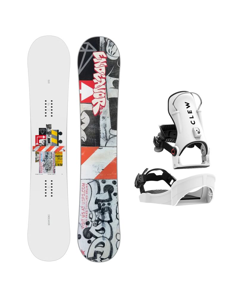 SET Placa Snowboard ENDEAVOR - Live 2026 155 + Legaturi Snowboard CLEW Independence 1.0 2027 - White