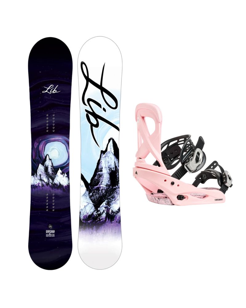 SET Placa Snowboard LIB TECH - CORTADO 2027 + Legaturi Snowboard BURTON - Women's - SCRIBE Pink W27