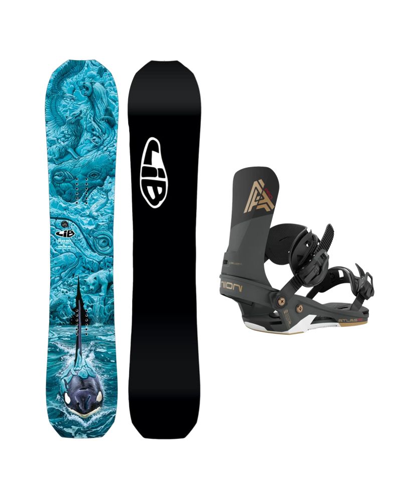 SET Placa Snowboard LIB TECH Golden Orca 2027 + Legaturi Snowboard UNION Unisex 2027 ATLAS PRO Black
