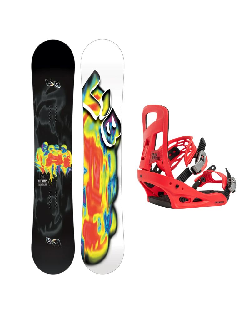 SET Placa Snowboard LIB TECH - OFF RAMP 2027 - 154 + Legaturi Snowboard BURTON - Men's - FREESTYLE Geranium Red W27