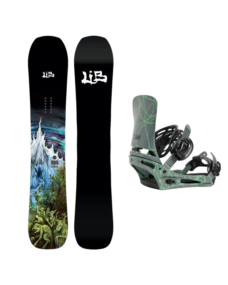 SET Placa Snowboard LIB TECH - SKUNK APE CAMBER 2027 + Legaturi Snowboard BURTON - Men's - CARTEL Gray/Green Voltage W27