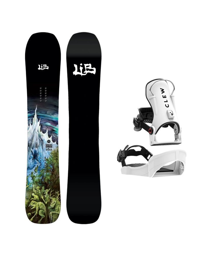 SET Placa Snowboard LIB TECH - SKUNK APE CAMBER 2027 + Legaturi Snowboard CLEW Independence 1.0 2027 - White