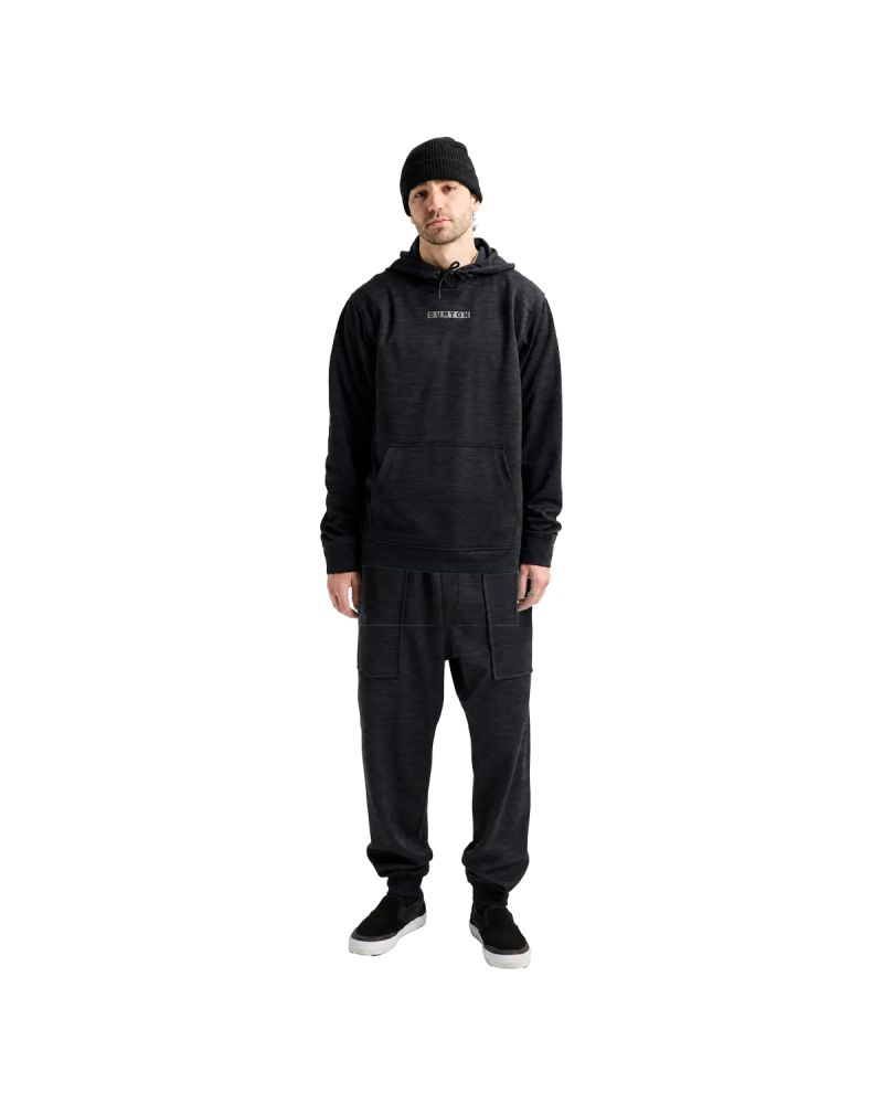 SET Hanorac BURTON - Men's - Oak Pullover Hoodie - True Black Heather + Pantaloni BURTON - Oak Fleece - True Black Heather