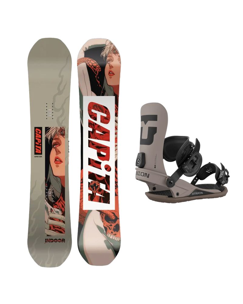 SET Placa Snowboard CAPiTA - INDOOR SURVIVAL 2027 - 154 + Legaturi Snowboard UNION Men's 2027 STRATA Brown