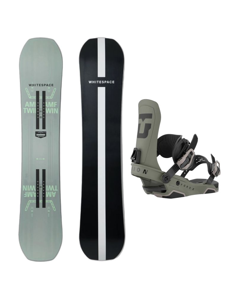 SET Placa Snowboard WHITESPACE - AMF Twin A 2027 144 + Legaturi Snowboard UNION Men's 2027 FORCE TEAM Tactical Green