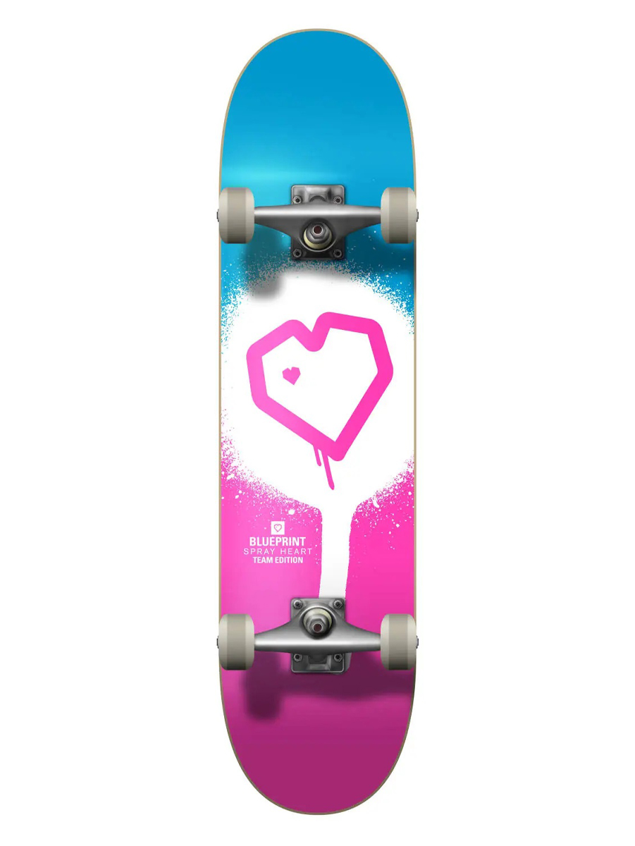 Skateboard Complete Blueprint Spray Heart V2 Roz/Alb /Albastru 7.25