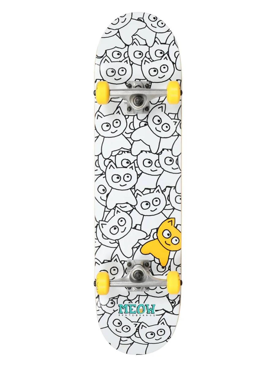 Skateboard Complete Meow Sticker Pile Alb 8