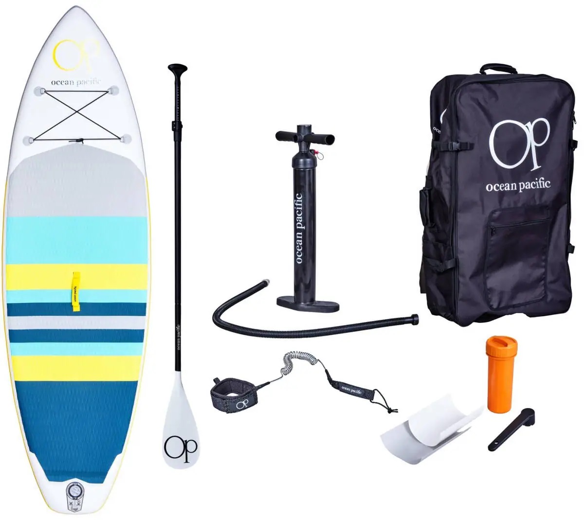 Paddle Board Ocean Pacific Sunset All Round 9'6 Inflatable Alb /Gri/Galben