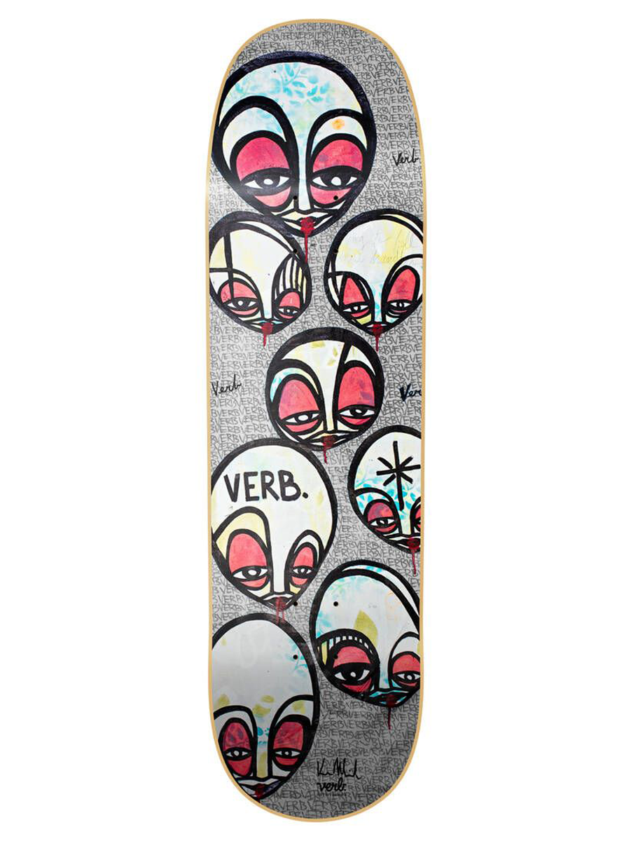 Skateboard Deck Verb Faces Gray 8.75