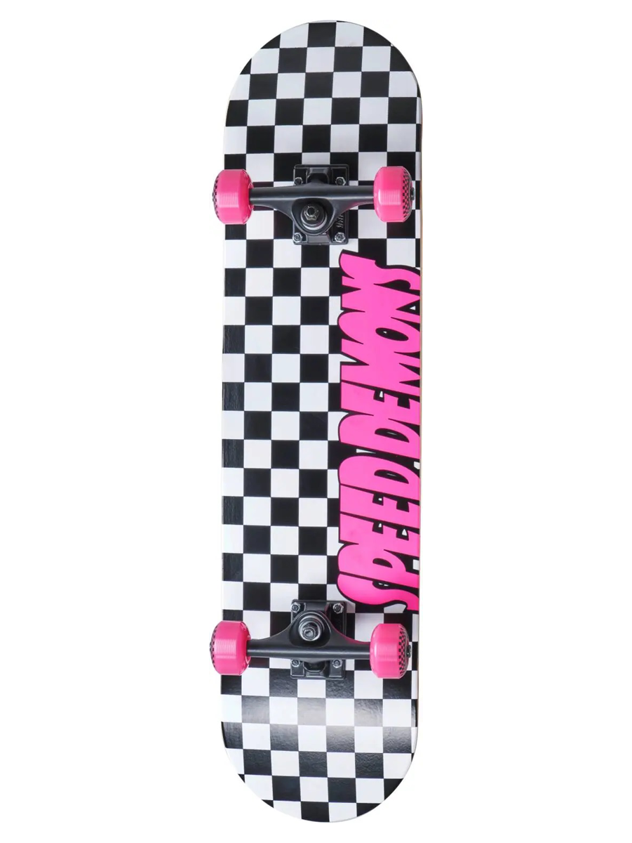 Skateboard Complete Speed Demons Checkers Negru/Alb /Roz 7.75